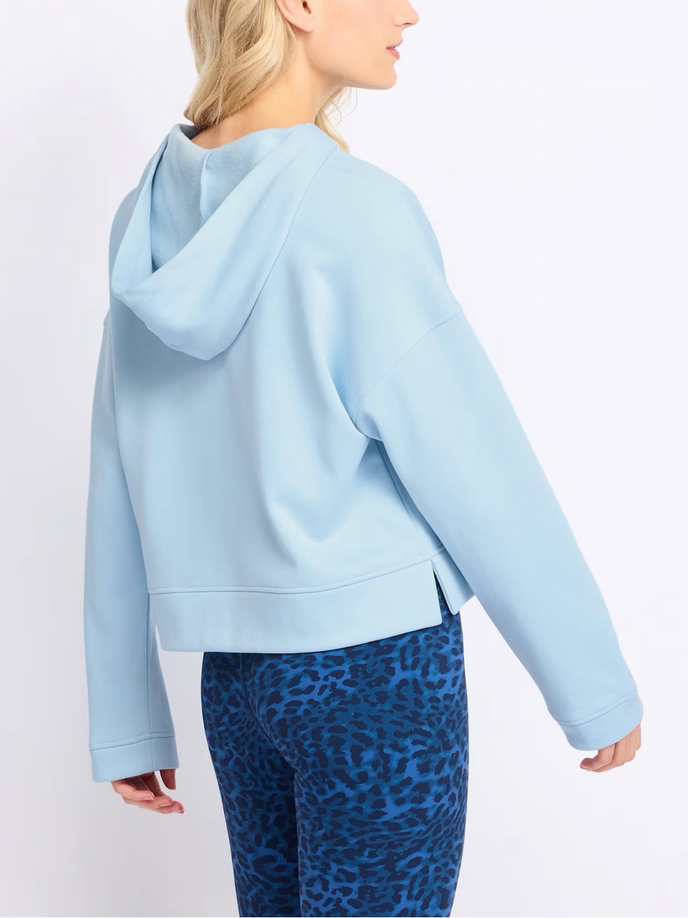 Thrive Societe Blue Luxe Shirred Sleeve Mid Length Hoodie - Picture 7 of 7